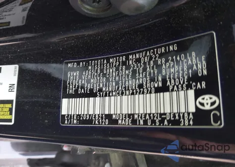 2022 Toyota Corolla Xse z USA, uszkodzony, nr VIN 5YFT4MCE3NP127970